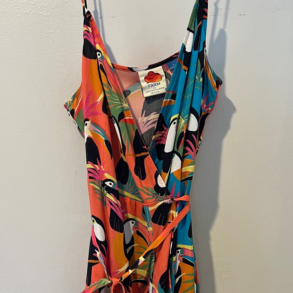 FARM Rio Multicolor Toucan Wrap Dress